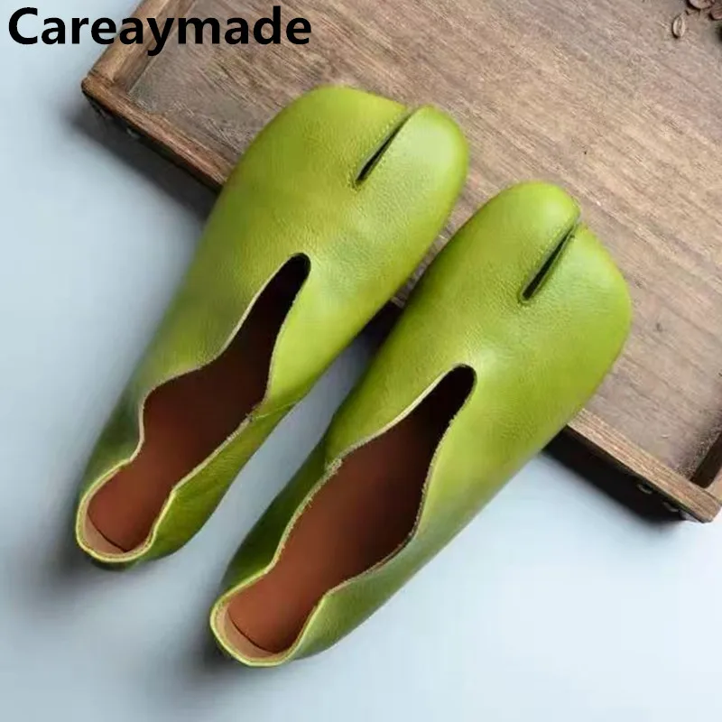 Careaymade - Zapatos de Mujer de Cuero Genuino con Suela Suave, Zapatos Planos de Piel de Vaca de Alta Gama con Punta Dividida y Boca Poco Profunda