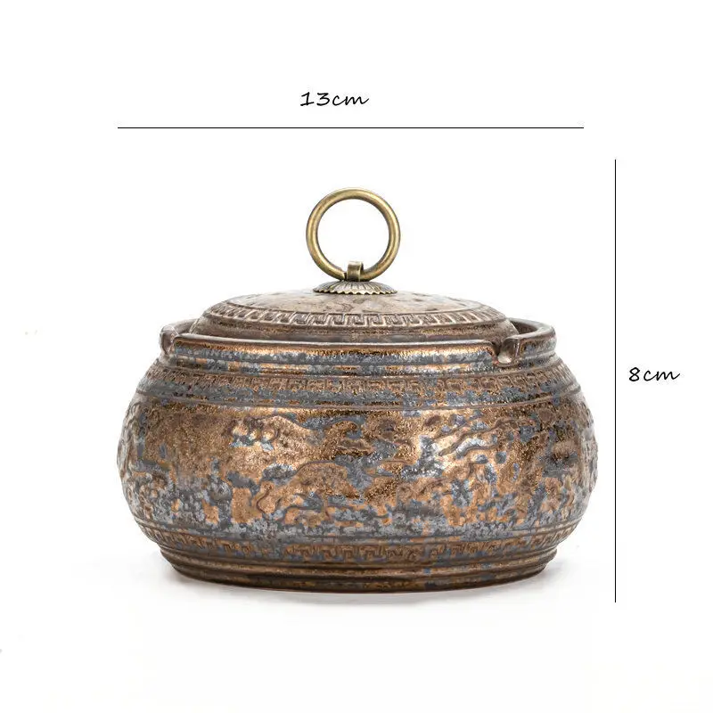 Cenicero de Cerámica Estilo Japonés con Acabado Envejecido, Cenicero Antiguo, Taza para Ceniza, Decoración para Sala de Estar, Oficina, Té, Adorno de Escritorio