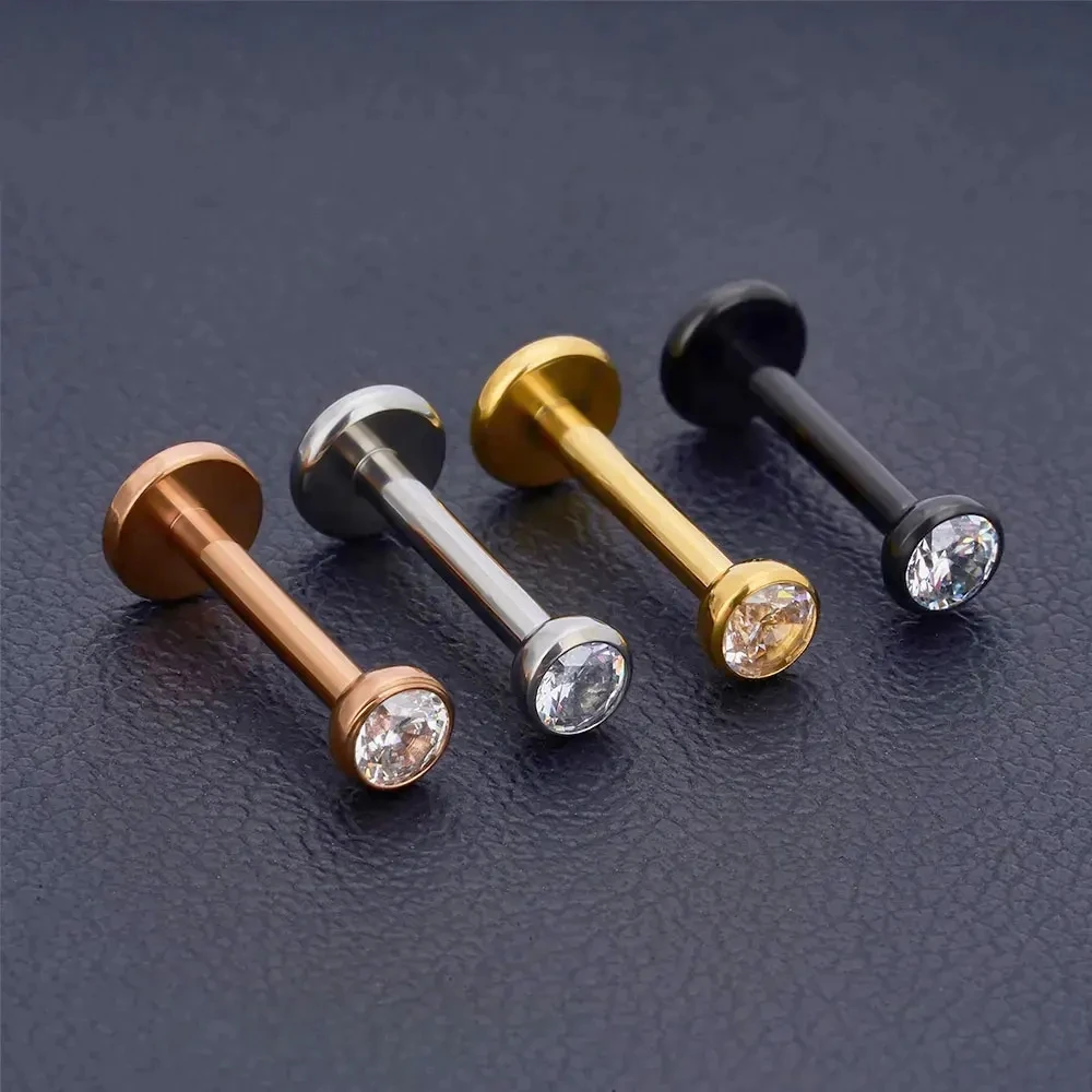 10 Uds. Pendientes sin rosca G23 titanio nariz PIERC Push Pin Labret labio anillos pendientes cartílago hélice Piercing joyería al por mayor