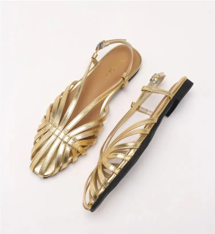 Sandalias Planas de Banda Estrecha ZAROY para Mujer, Talla Grande, Marca de Diseñador, Zapatos de Banquete y Boda, Sandalias Gladiador de Playa Huecas de Verano