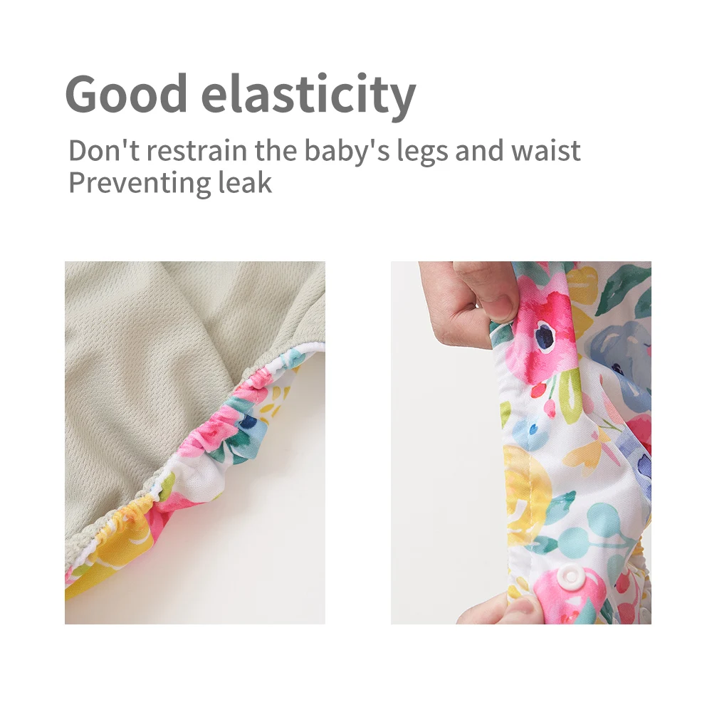 Pañal de tela impermeable para bebé Elinfant con 4 absorbentes, hueso interior de tela de malla para pañales de tela de bolsillo ecológicos lavables de 3-15kg