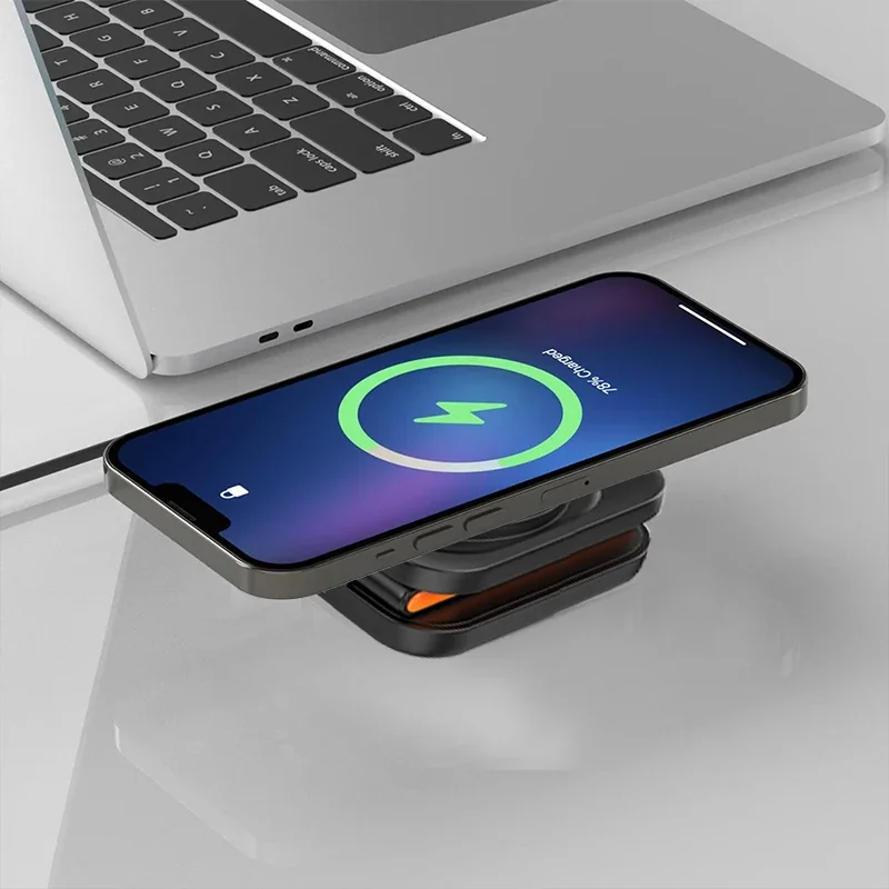 Estación de Carga Plegable 3 en 1, Cargador Inalámbrico Magnético Rápido para iPhone 17 16 15 14 13 12, Apple Watch 8 7 6, Airpods Pro