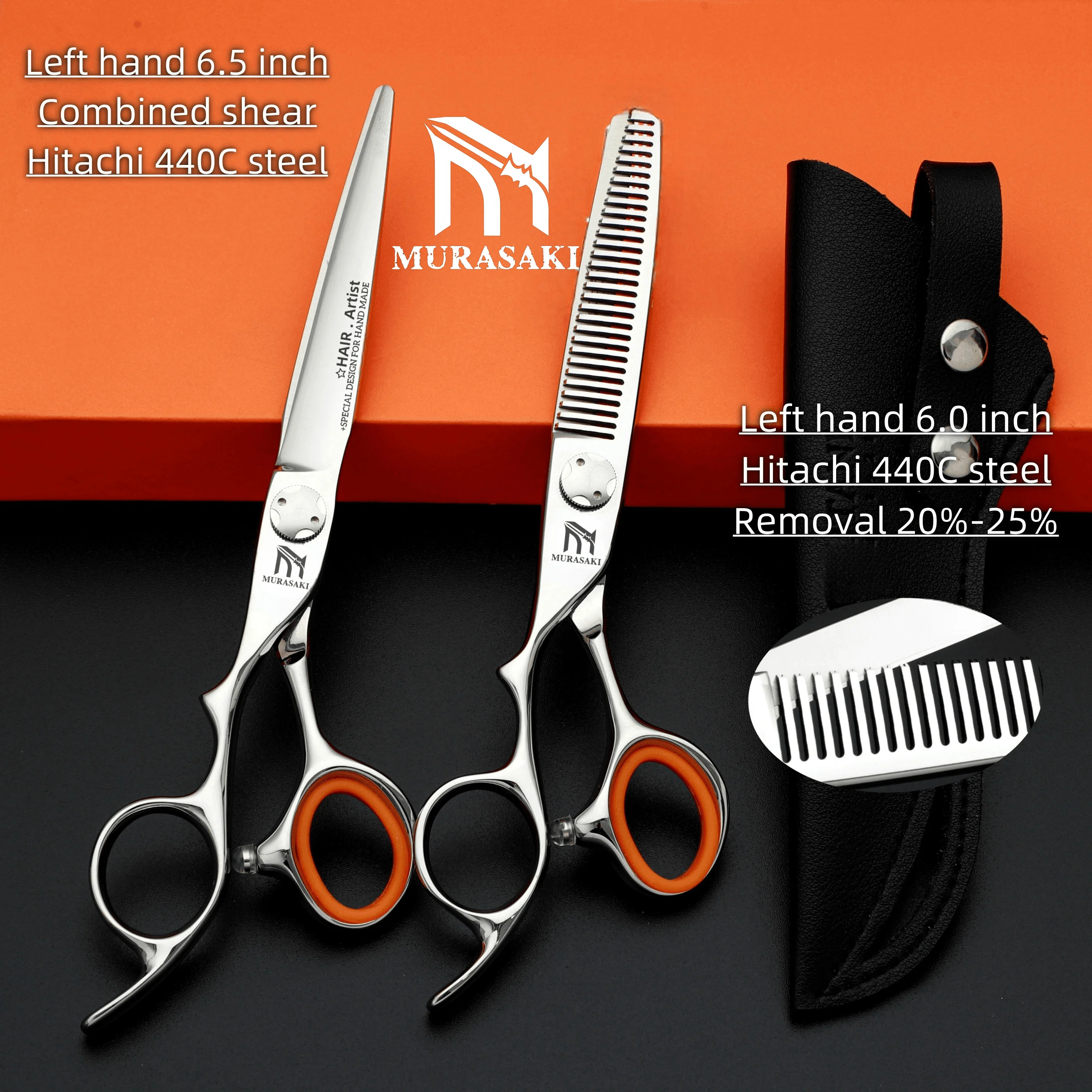 Tijeras de peluquería profesionales para zurdos, juego de tijeras de peluquería de 6-6,5-6,8 pulgadas, accesorios de peluquería de acero Hitachi 440C