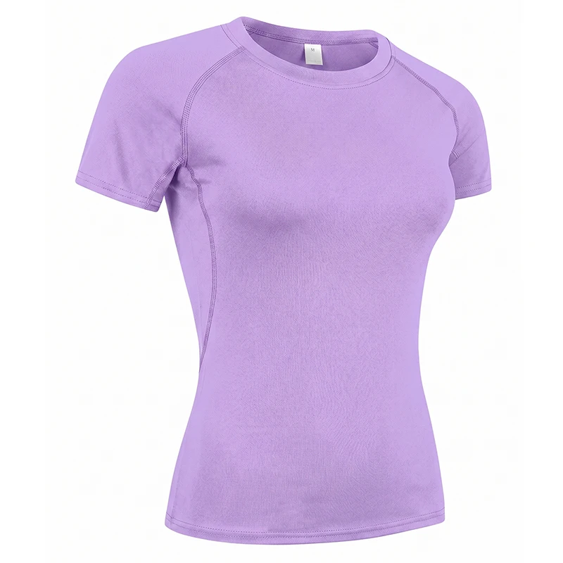 Camiseta de compresión para mujer, camiseta atlética de manga corta para Yoga, correr, verano, gimnasio, entrenamiento, camisetas elásticas de secado rápido, capa base
