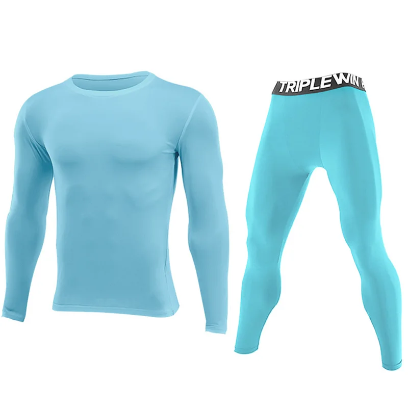 Chándales de manga larga para hombre, camiseta deportiva para gimnasio + Leggings, conjunto deportivo para correr, Yoga, esquí, baloncesto, fútbol, traje 96
