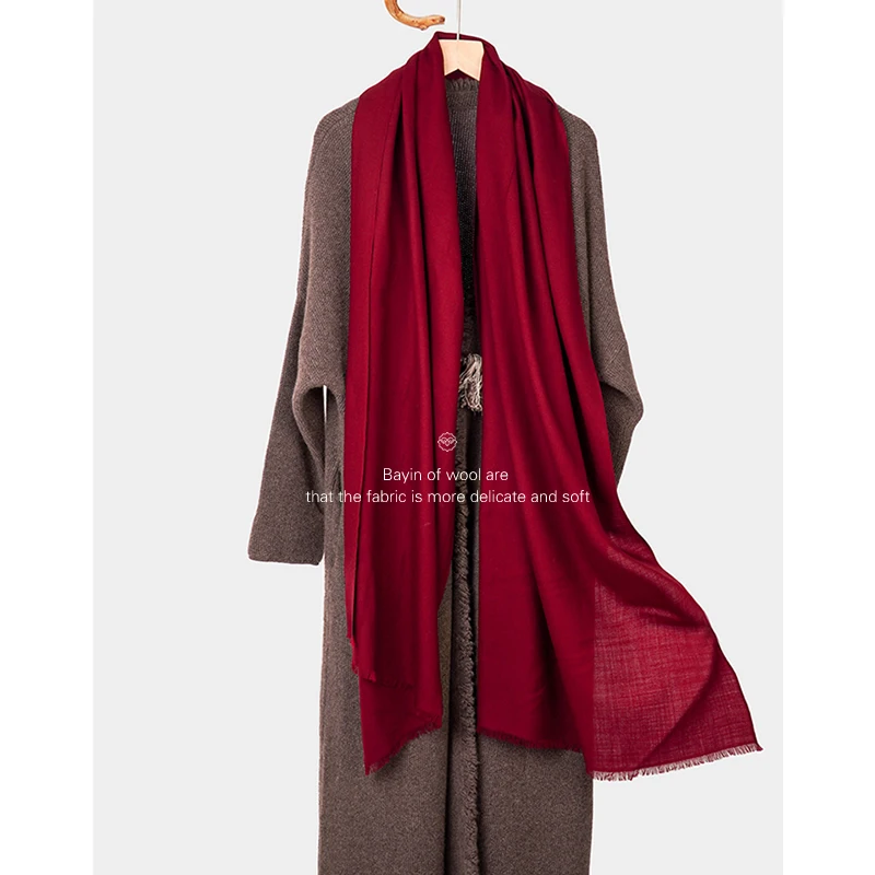 Bufanda de lana de cachemira, cálida y de color liso, ideal para el invierno, para mujer, de gran tamaño (70 x 200 cm), chal de lana, pañuelo, hijab.