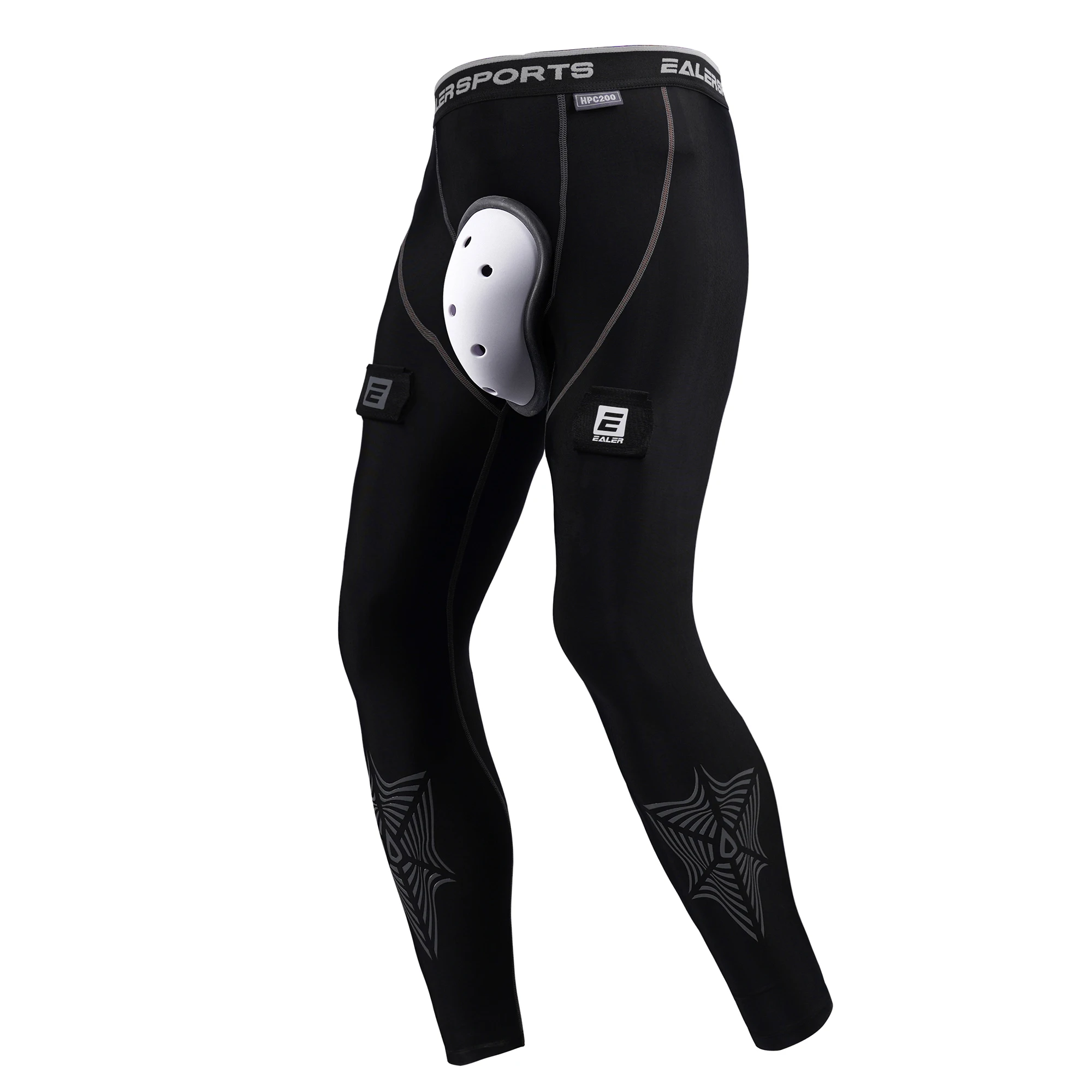 Han Duck Pantalones de hockey de compresión con copa atlética y pestañas de calcetines, deportista de hockey para hombres y niños - Senior y Junior - Adulto y juvenil