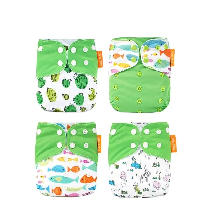 HappyFlute-Juego de pañales de bolsillo para bebé, pañal ecológico ajustable y reutilizable, absorbente, gran oferta, 4 piezas