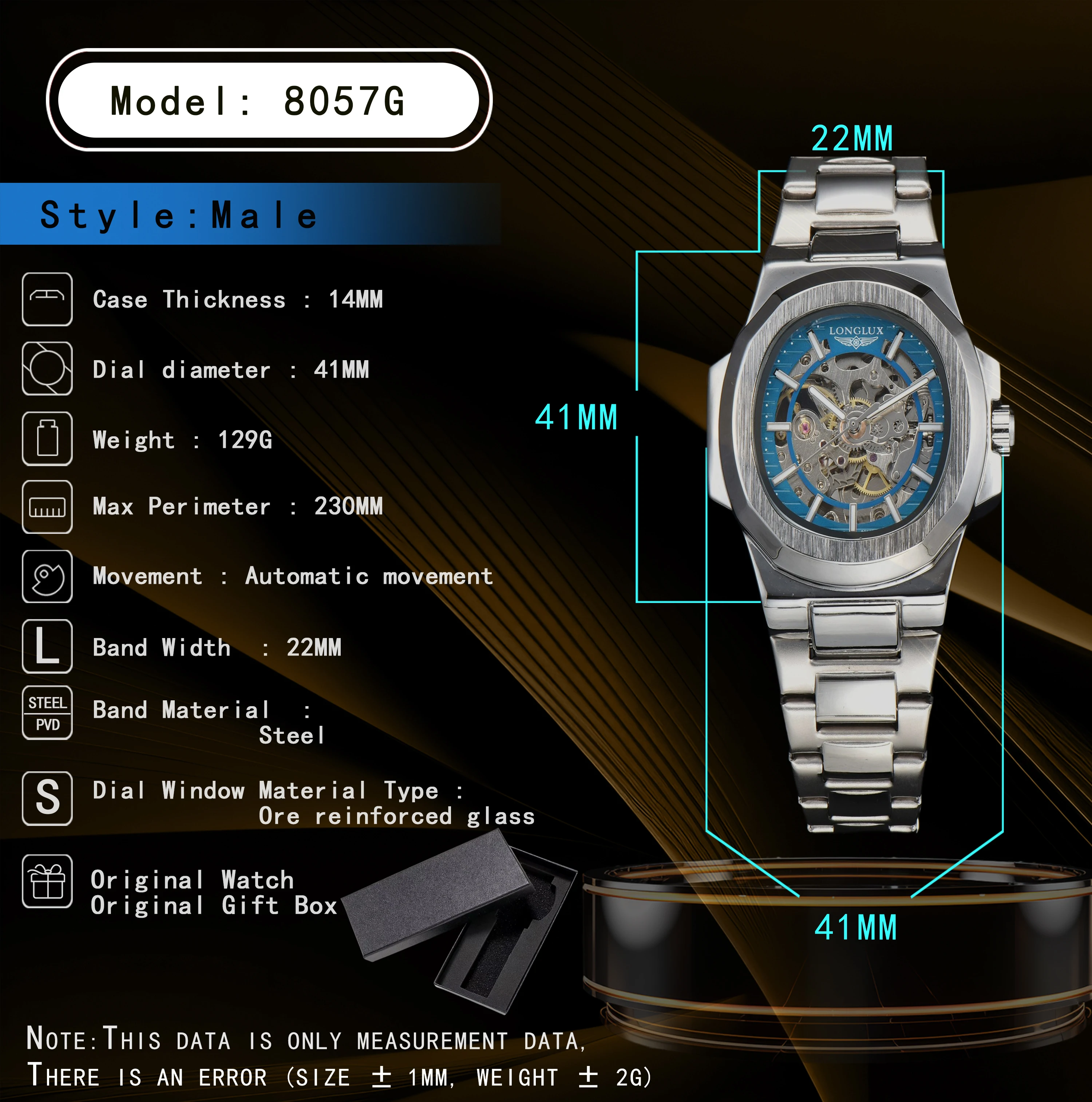 Reloj Mecánico Automático LONGLUX para Hombre, Relojes de Lujo a Prueba de Agua, Esqueleto, Económico, al por Mayor, de Acero Inoxidable, para Regalo