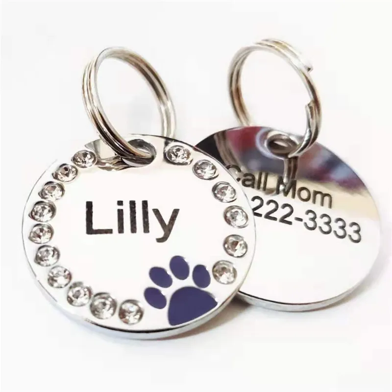 Etiqueta de identificación personalizada para perros y gatos, accesorios de Collar para mascotas, grabado personalizado, nombre de dirección