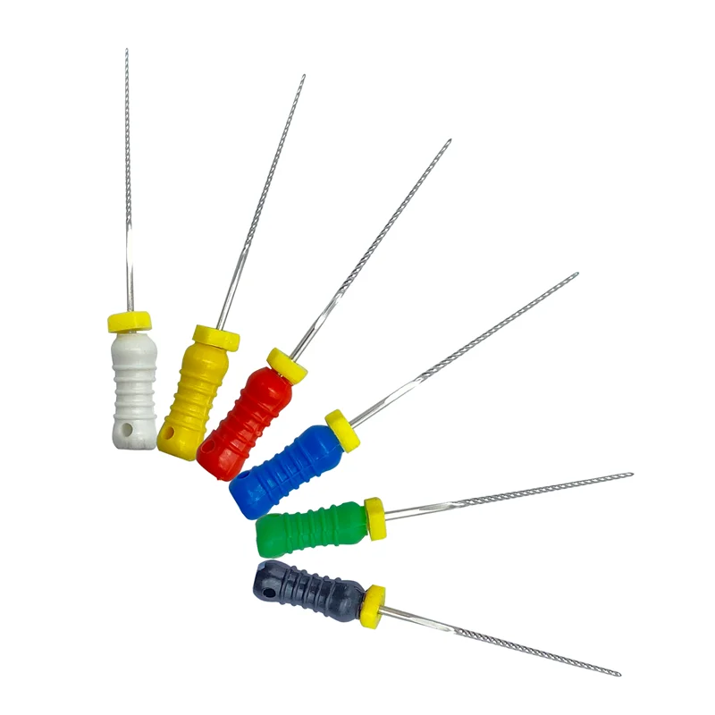 6 unids/pack de limas dentales Endo uso manual limas K taladros de tratamiento de conducto radicular de acero inoxidable instrumentos endodónticos