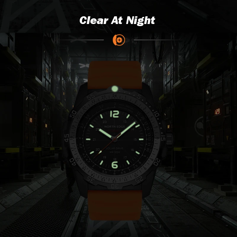 NORTH EDGE EVOQUE 2 reloj militar Digital para hombre, reloj de pulsera deportivo ambiental con energía Solar para hombre, relojes luminosos resistentes al agua 50M