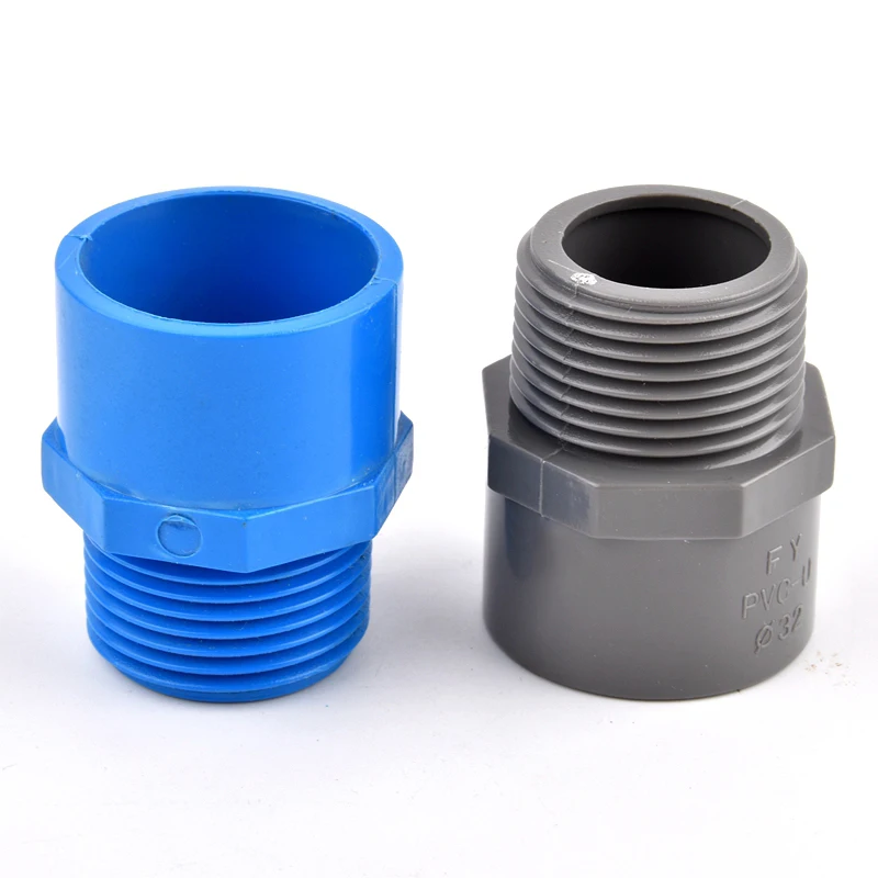 Conector recto de rosca macho de PVC de 1/2 "~ 1,5" a 20 ~ 50mm, junta de agua de alimentación para acuario, accesorios de tubería de agua de riego de jardín