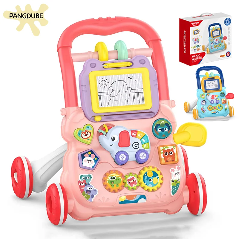 PANGDUBE Andador de bebé educativo temprano con tablero de arte, juguete para actividades de bebé, juguetes para aprender a caminar, caminantes para caminar asistido por bebés