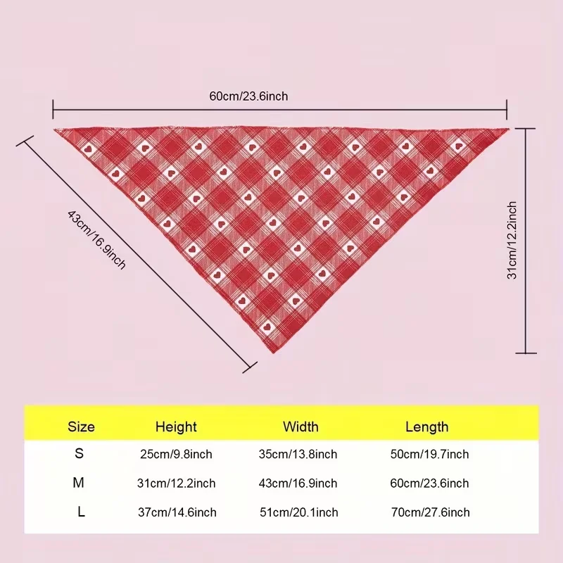 Bandana de San Valentín con corazones para perros, baberos triangulares, bufanda para mascotas para perros y gatos pequeños, medianos y grandes