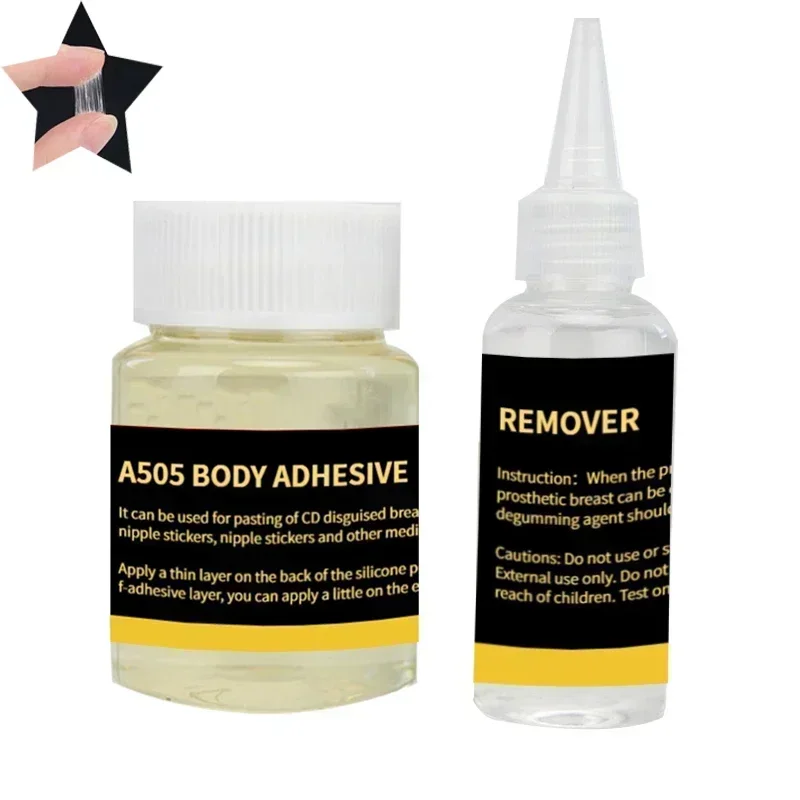 CD silicona A505 pegamento adhesivo corporal y removedor para la piel especial para travestis formas invisibles de senos de silicona falsas 50ml