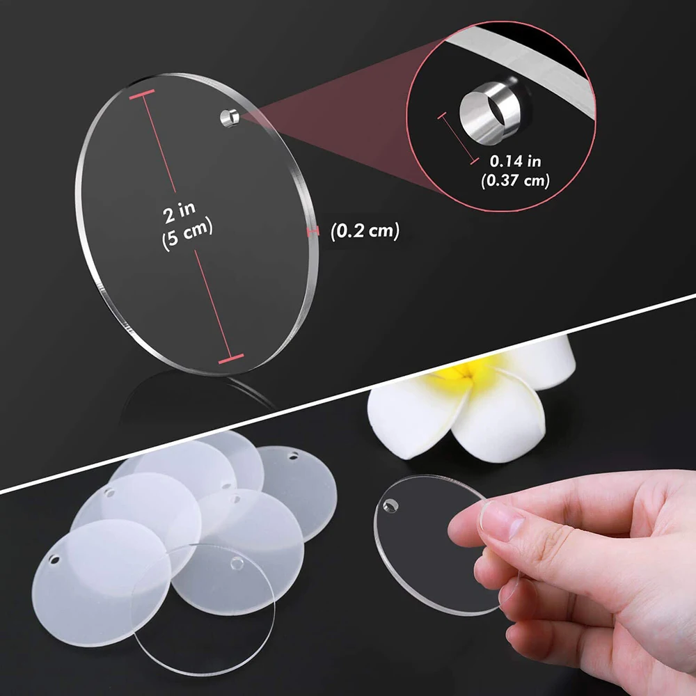 50 Uds llaveros transparentes discos circulares transparentes llavero en blanco acrílico a granel para llavero colgante DIY fabricación de joyas