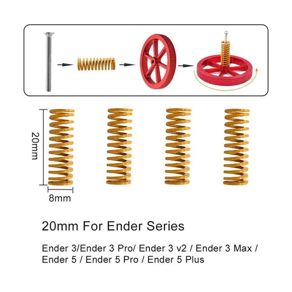 Actualización de resortes Creality Ender 3 Pro, resortes de cama de impresora 3D, resortes de nivelación de cama Under 3 compatibles con la serie Ender 3/CR-10