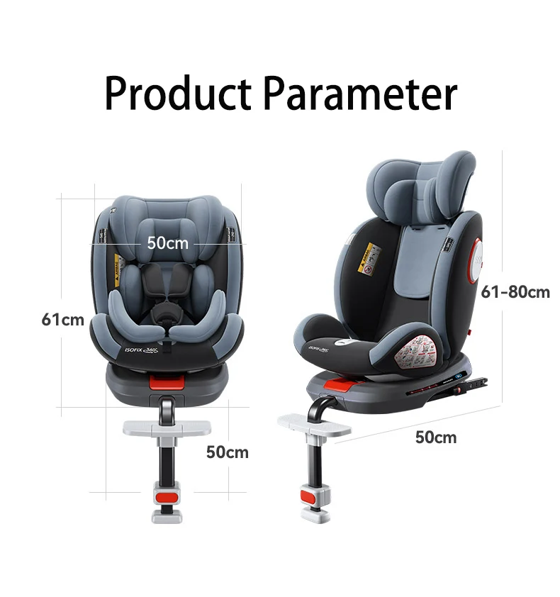 R129 I-Size 360 °   Asiento de coche giratorio para bebé, silla de seguridad ISOFIX para bebés y niños pequeños de 40-150 cm, orientación hacia atrás y hacia adelante, giro con una sola mano, reclinación ajustable, protección contra impactos laterales, inserto para recién nacidos, asiento de coche de viaje para niños
