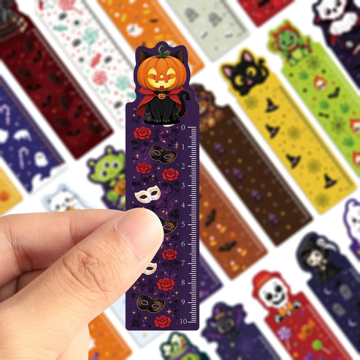 30 Marcadores de Libros con Forma de Dibujos Animados de Halloween, Regla, Graduación, Estudiante, Graffiti, Papelería, Marcadores de Páginas, Suministros de Papelería