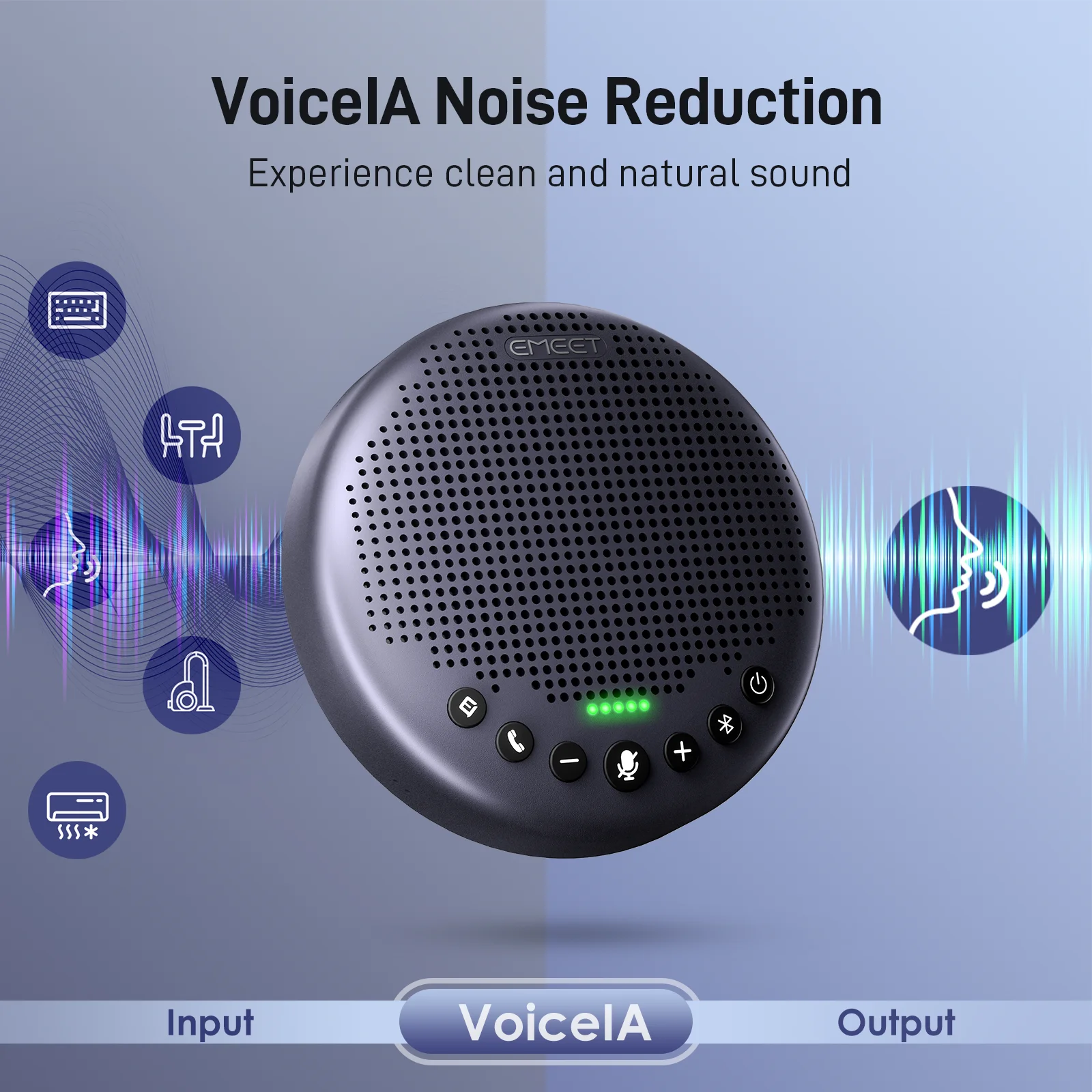 EMEET Altavoz inalámbrico Bluetooth 5.3 Altavoz de conferencia con 8 micrófonos 360 °   Altavoz USB con captación de voz para hogar/oficina