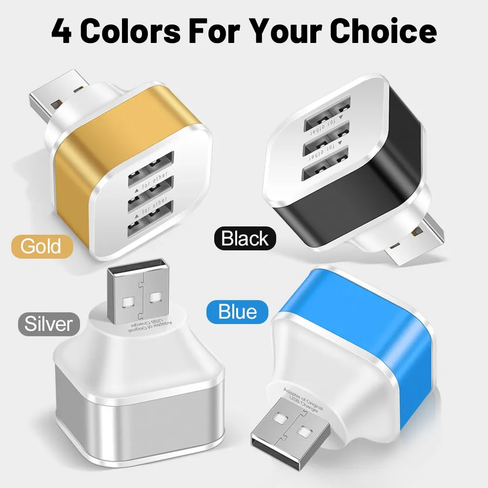 3 Puerto USB Ranuras Adaptador USB 3 en 1 2,0 Multple USB Interfaz Extensor Auto Electronics Accesorios