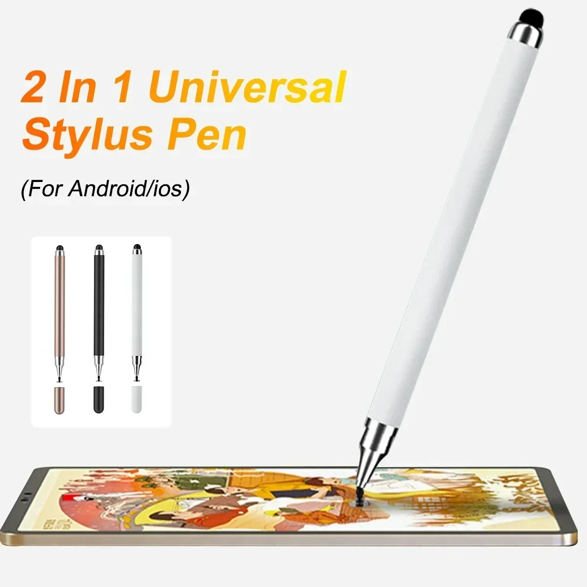 1-3PCS Lápiz capacitivo universal 2 en 1 para tableta y teléfono inteligente, bolígrafos de dibujo para iPhone/Android, todas las pantallas táctiles capacitivas