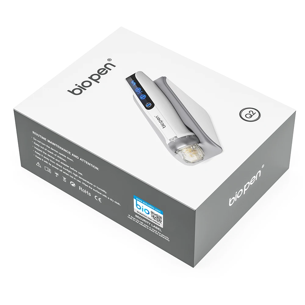 Mejor Lápiz de Microneedling Bio Pen Q2 EMS Derma Pen con 2 agujas automáticas para suero de regalo - Equipo de belleza con terapia de luz LED