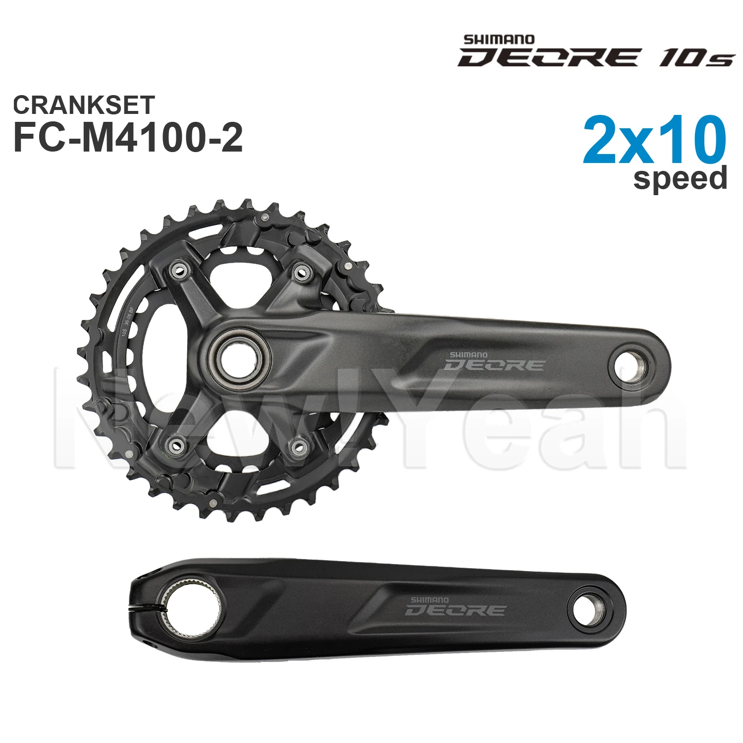 Grupo de Transmisión SHIMANO DEORE - M4100, Juego de Bielas FC-M4100-2 36-26T y Eje de Pedalier SM-BB52 /BB-MT500-PA- 2x10 velocidades