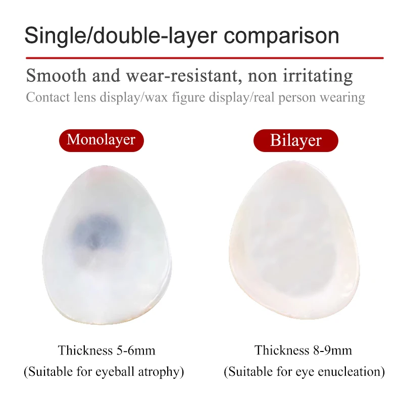 Prótesis ocular de resina para ojos discapacitados después de la eliminación de la atrofia del globo ocular con prótesis ocular artificial
