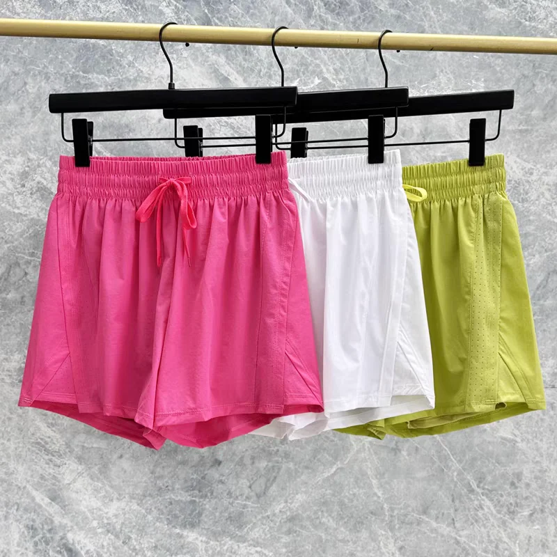 Pantalones cortos de Yoga para correr altos de verano para mujer, pantalones cortos de Control para correr, pantalones cortos de ocio 2 en 1, pantalones cortos de ciclismo, pantalones cortos deportivos