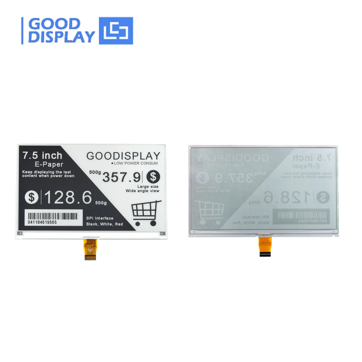 GooDisplay Módulo de Pantalla de Papel Electrónico de 7.5 Pulgadas, Pantalla de Tinta Electrónica de 4 Tonos de Gris, Resolución 800x480, Actualización Rápida de 1.5s, SPI GDEY075T7