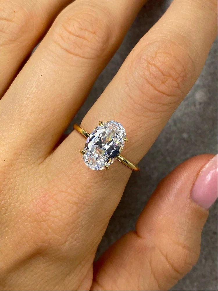 ROUSLY-Anillo de plata de ley 925 brillante con piedra ovalada de circón de 1-8CT para mujer, joyería fina de lujo de alta calidad para compromiso y boda