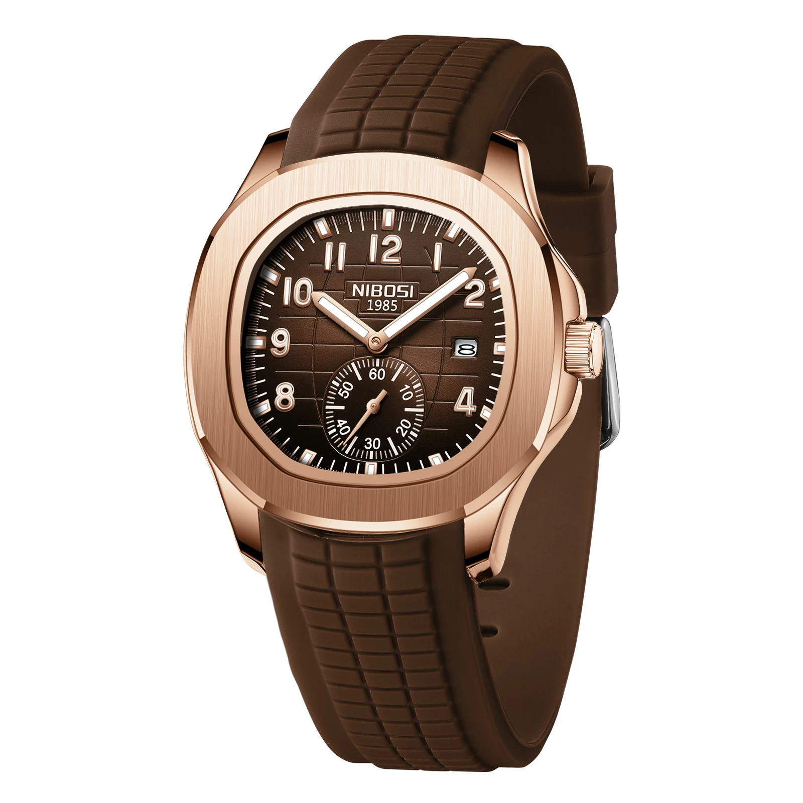 Relojes NIBOSI de lujo para Hombre, Reloj de negocios resistente al agua para Hombre, banda luminosa de silicona, relojes de cuarzo cuadrados con fecha para Hombre, Reloj para Hombre