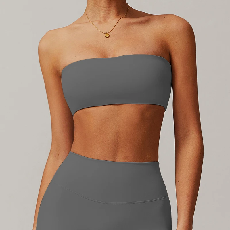 Sujetador deportivo sin tirantes de verano para mujer, ropa de yoga de secado rápido, top tubo, ropa interior para fitness, sujetador deportivo para mujer