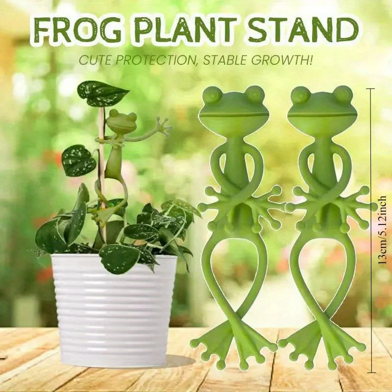 5 uds 13cm en forma de rana reutilizable lindo decorativo giro Flexible soporte para plantas de jardín Clip Flexible ajustable para tallo