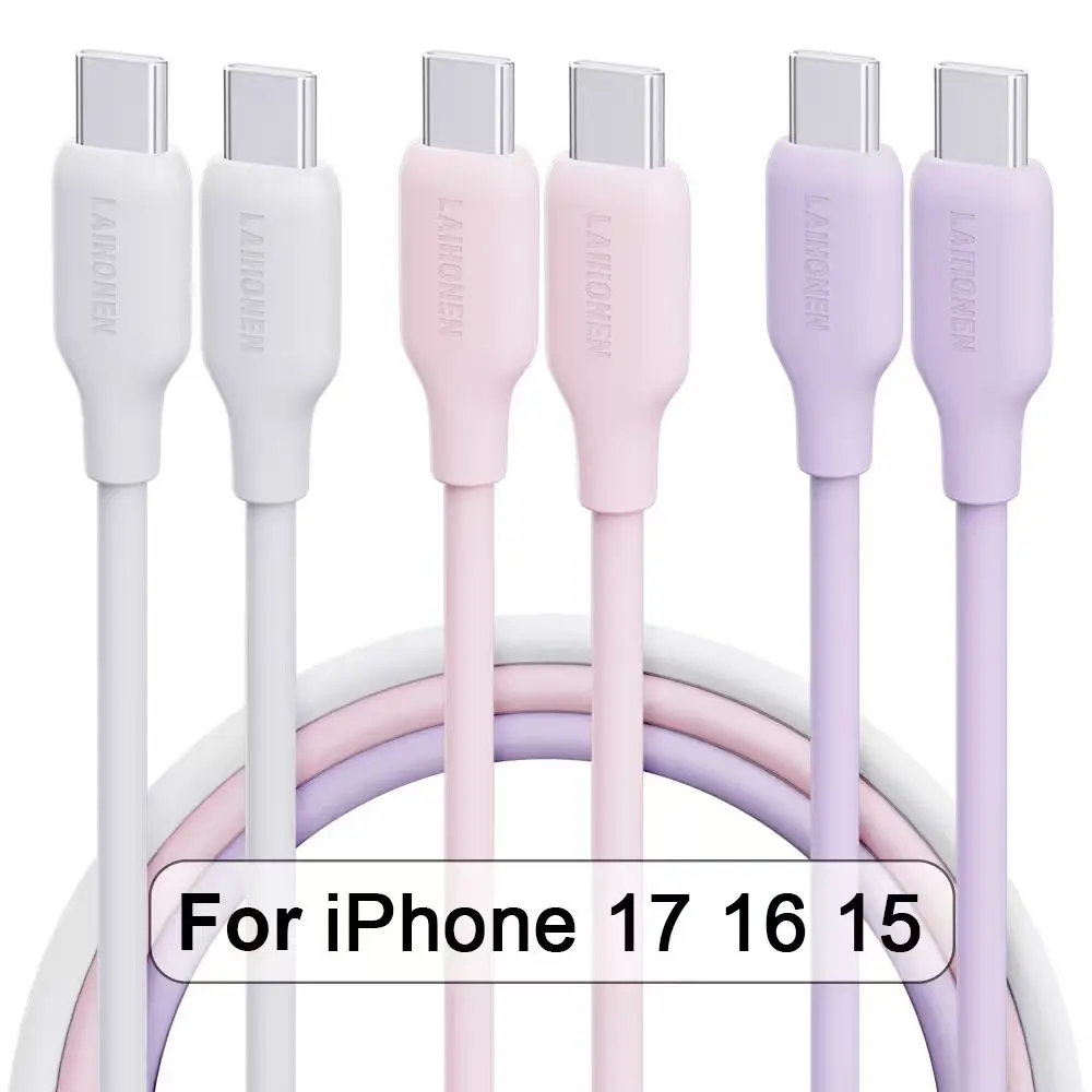 Cable de Silicona Líquida Tipo C con Carga Súper Rápida PD de 60W 3A, Cable USB de Carga Rápida de 1M 2M 3M, Cable USB C a C