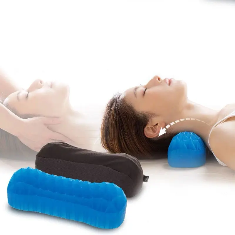 Almohada enrollable para dormir, almohadas de soporte para cuello redondo con funda lavable extraíble de malla para aliviar el dolor