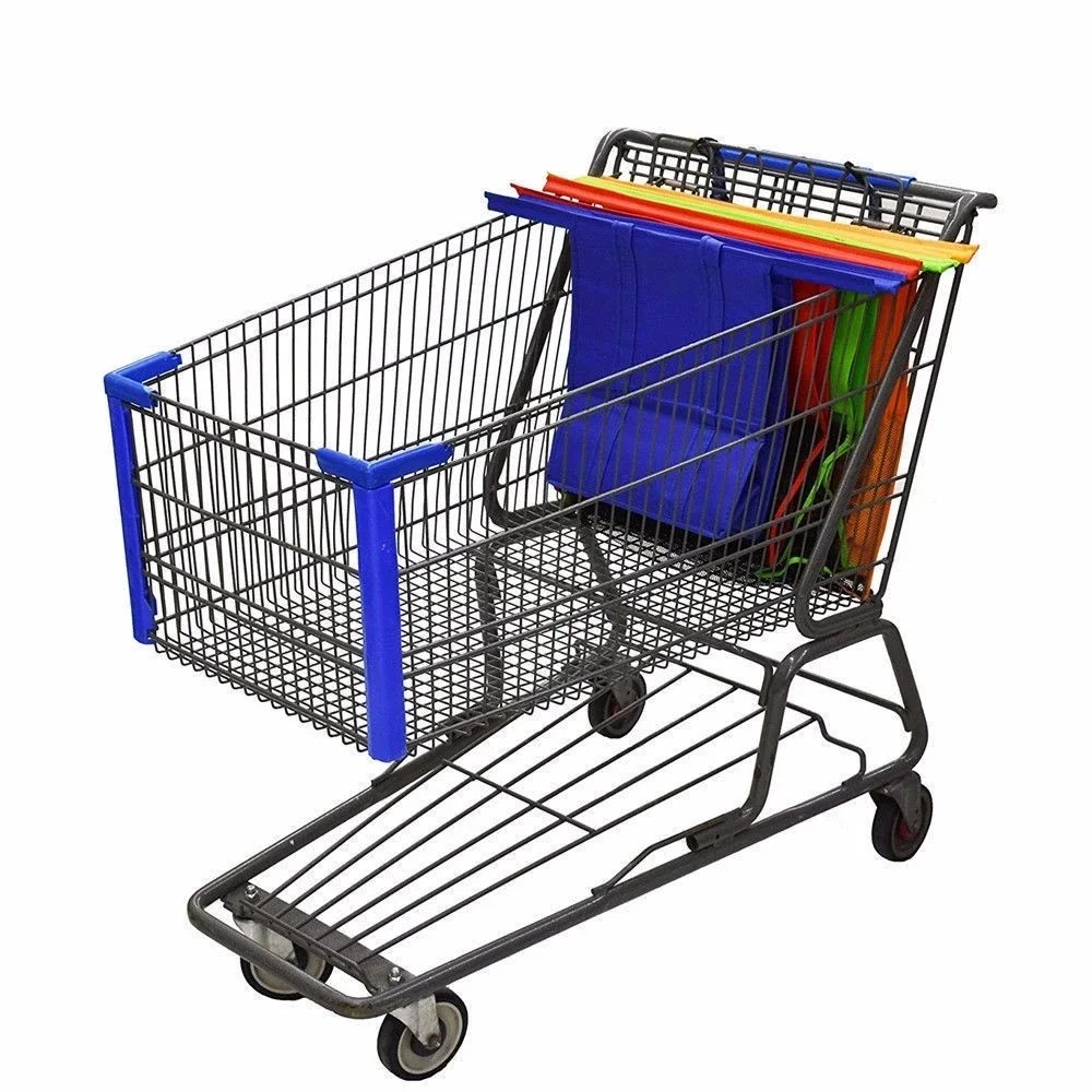 4 unids/set carrito plegable, bolsas de almacenamiento para compras de supermercado, bolso de tienda de comestibles ecológico reutilizable, bolso de mano no tejido