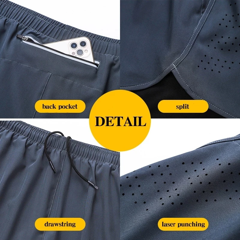 Pantalones cortos para correr para hombre, pantalones cortos negros de doble capa para Fitness de secado rápido, nuevos pantalones cortos deportivos para entrenamiento y culturismo