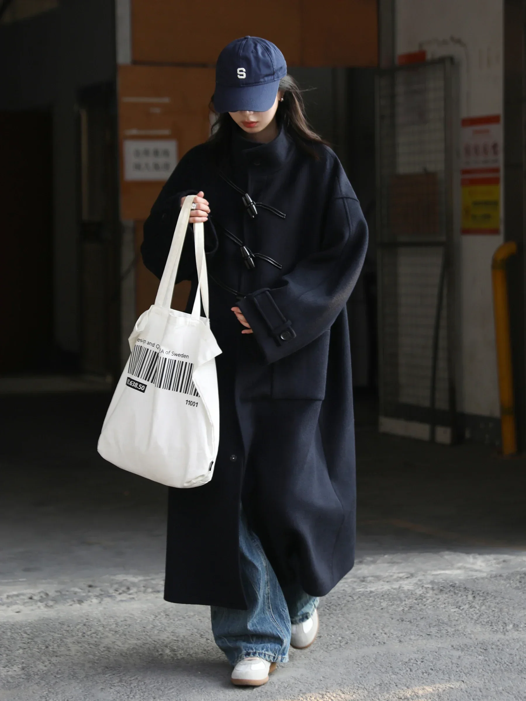 CHIC VEN Abrigo Largo de Lana para Mujer, Cuello Alto Suelto con Botones de Cuerno, Estilo Oficina, Otoño Invierno 2026