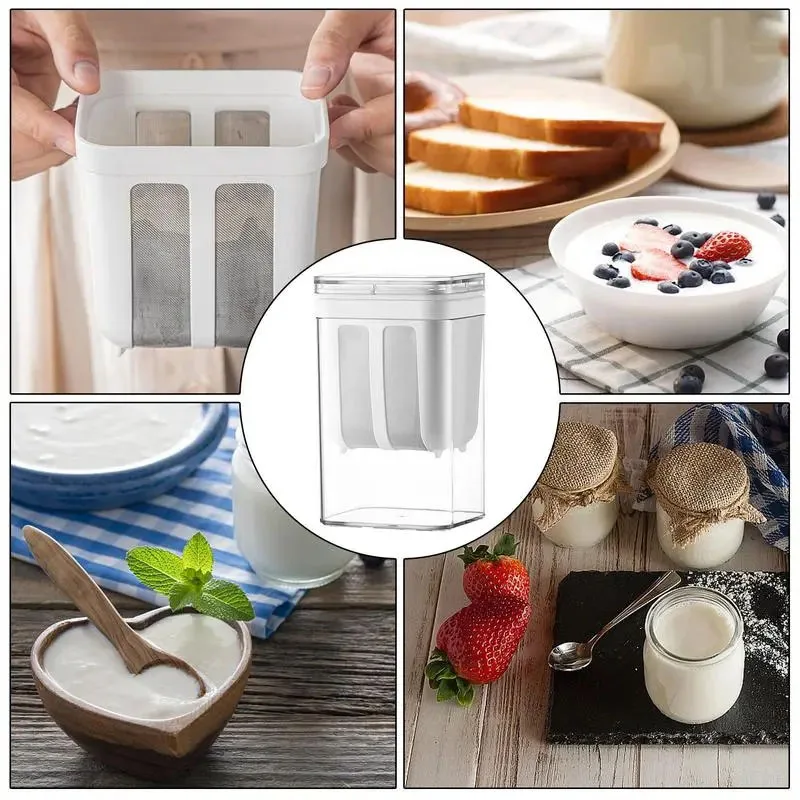 Filtro y colador de yogur de 1100ml, caja transparente de malla fina, separador de humedad de queso hecho en casa para Cocina