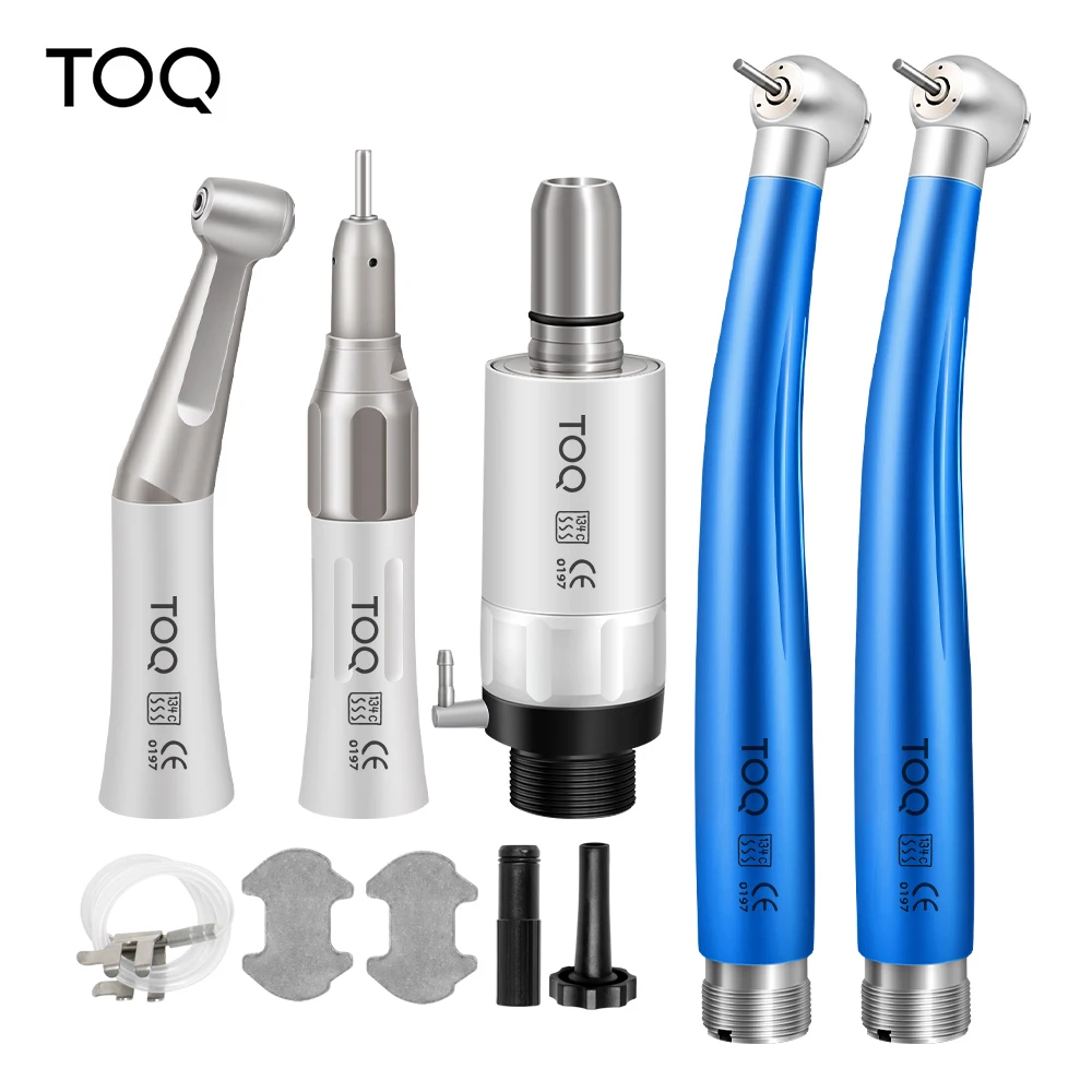 Kit de Piezas de Mano Dentales de Alta y Baja Velocidad, Rectas y Contraángulos, con Turbina de Aire de 2/4 Orificios M4 / B2, Juego Completo de Equipos Dentales
