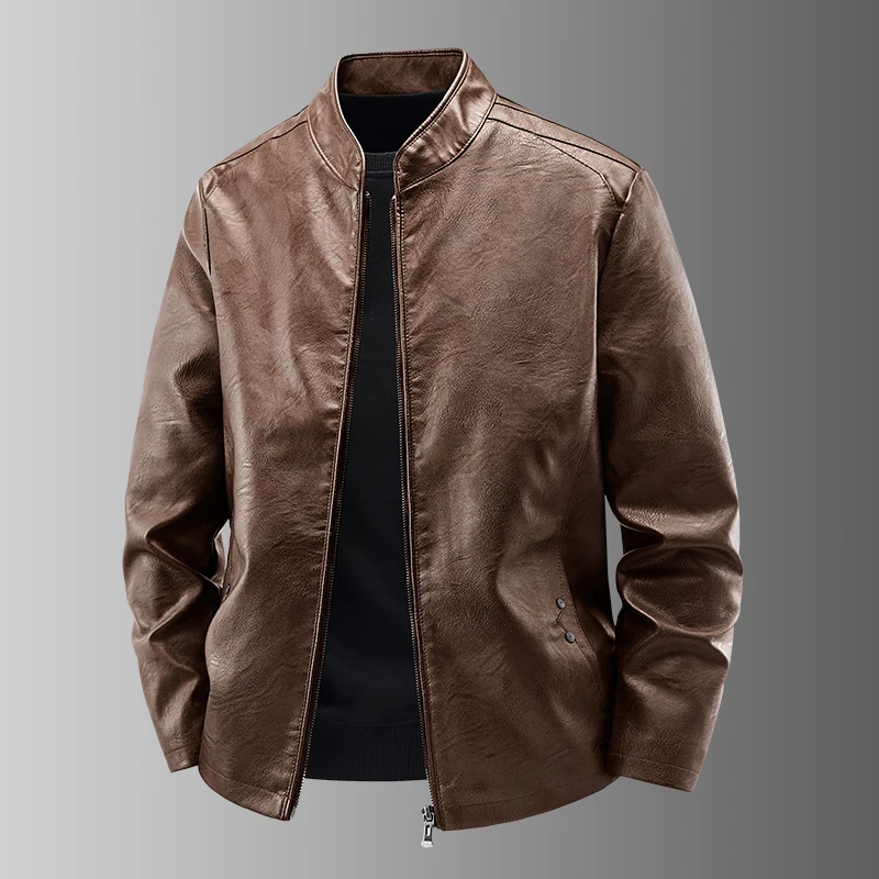 Nueva chaqueta de cuero de otoño para hombre, abrigo de motociclista negro, moda coreana, chaqueta de cuero Retro de PU para hombre, ropa de béisbol ajustada informal de tendencia