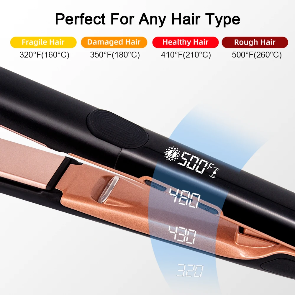Plancha de pelo profesional 500 ° Plancha Plana de Pelo de Plasma F 260 ° C Placa de revestimiento de cerámica Herramienta de peinado de salón de Frizz suave 110V-240V