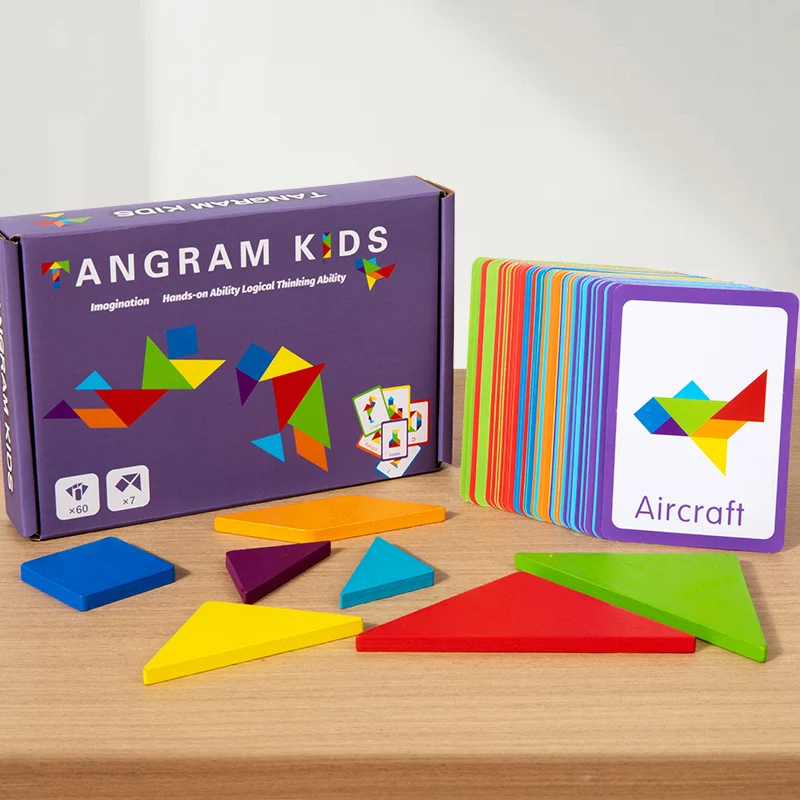 Rompecabezas de animales con diseño de madera 3D, juguete Tangram colorido para niños, juegos de clasificación de educación temprana Montessori, juguetes, regalo para niños