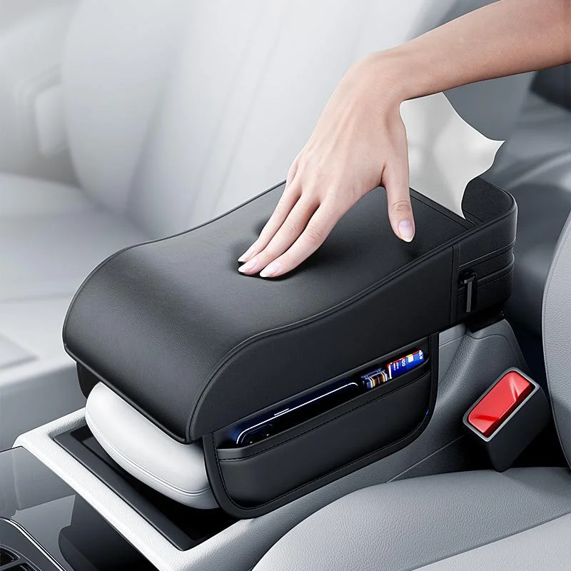 Caja de reposabrazos para coche, almohadilla de altura, soporte Universal para reposabrazos Central, cubierta de reposabrazos de cuero para coche con soporte para pañuelos, cubierta para reposabrazos