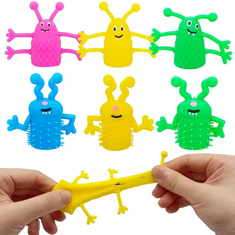 5/10/20 piezas de lindos monstruos de goma suave y elástica para los dedos, juguetes antiestrés para regalos de fiesta de cumpleaños, obsequios para invitados, juguetes.