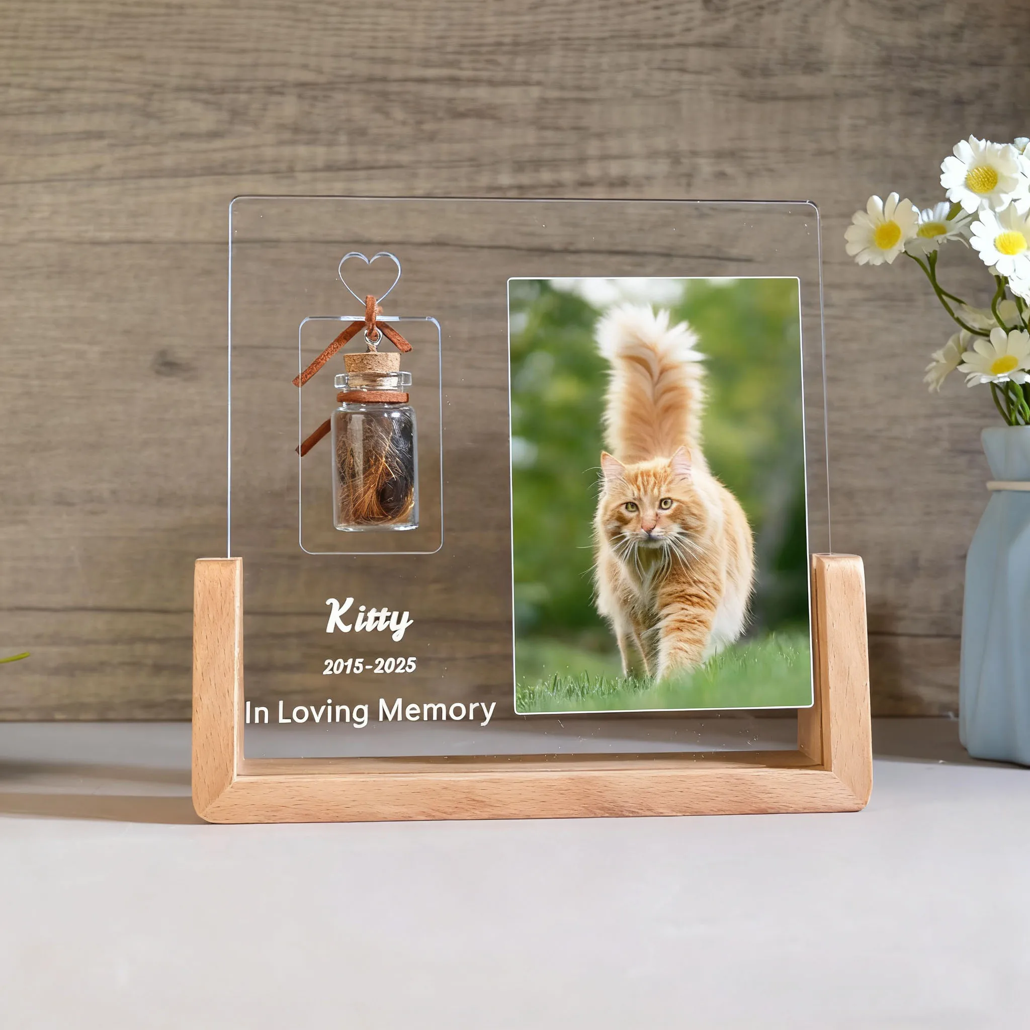 Regalo Conmemorativo Personalizado para Mascotas, Placa Acrílica con Foto Personalizada para el Recuerdo de la Pérdida de un Perro o Gato, Recuerdo Conmemorativo con Retrato de la Mascota