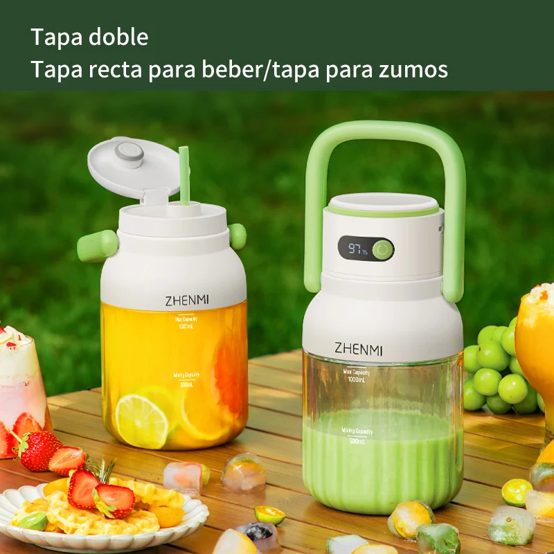 Exprimidor portátil, 33 oz. Recipiente, USB-C recargable, fácil de limpiar, adecuado para exprimir frutas y verduras,